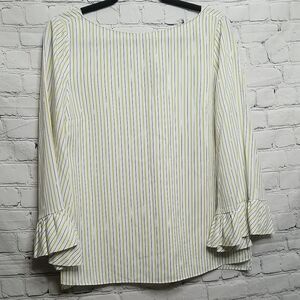 Mossimo Dutti White Blue Striped Top Size 6
